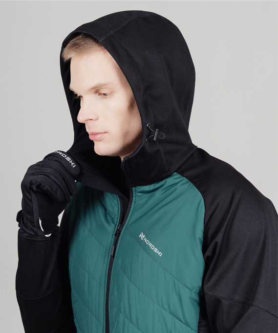 Куртка Nordski Hybrid Hood Black/Alpine Green