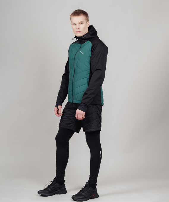 Куртка Nordski Hybrid Hood Black/Alpine Green